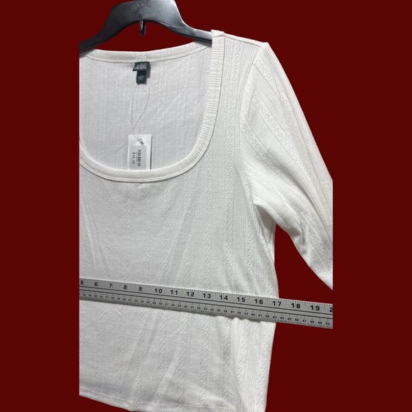 Wild Fable - Women's Long Sleeve Pointelle T-Shirt - White - XXL - Picture 4 of 12